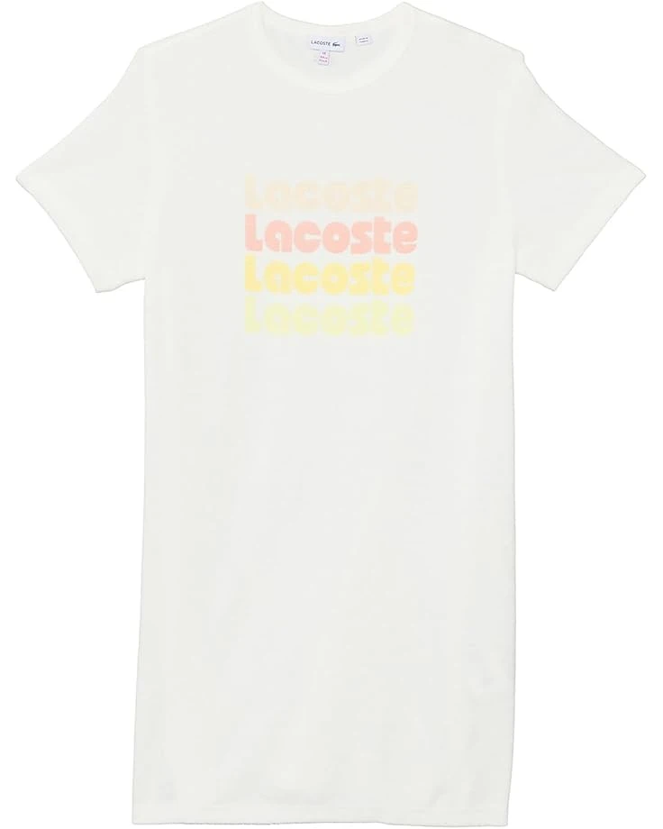 Lacoste Kids Short Sleeve Crew Neck Gradient Lacoste Writing Tee Shirt Dress (Little Kid/Toddler/Big Kid) | Dresses