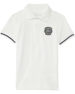Lacoste Kids Short Sleeve Color Blocked Polo Shirt with Large Front + Back Graphics (Little Kid/Toddler/Big Kid) | Shirts & Tops
