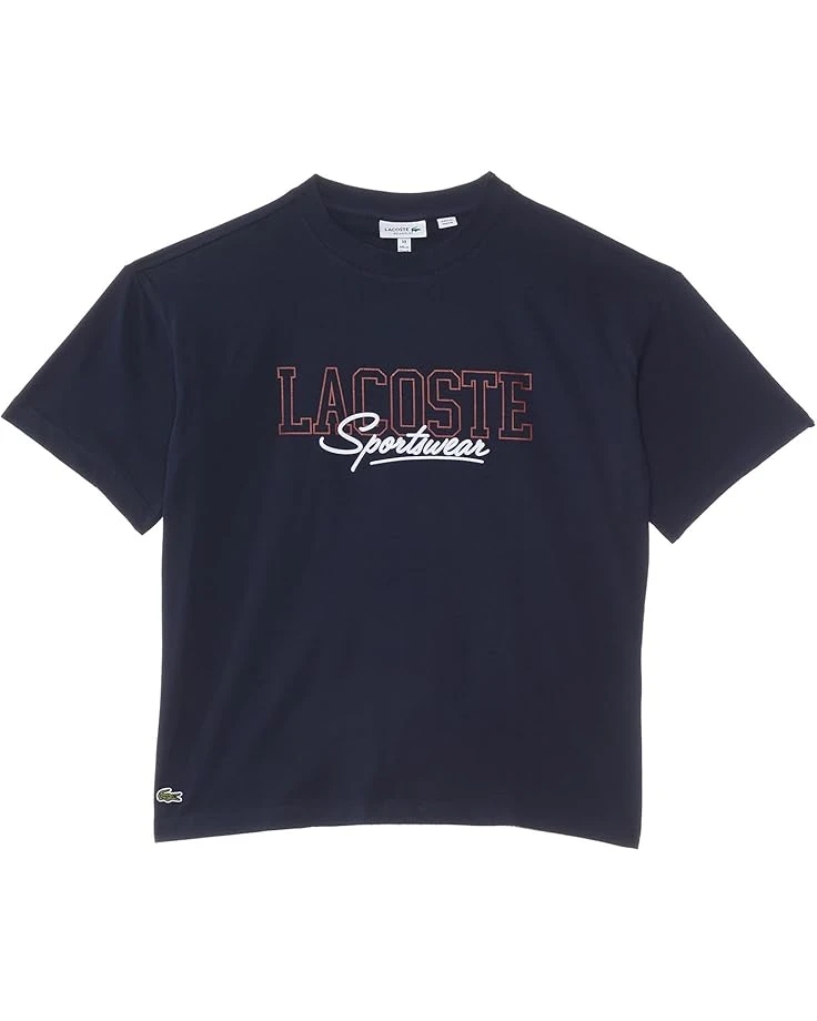 Lacoste Kids Short Sleeve Crew Neck Large Graphic Tee Shirt (Little Kid/Toddler/Big Kid) | Shirts & Tops