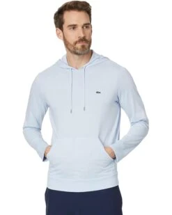 Lacoste Long Sleeve Regular Fit Tee Shirt with Hood and Drawstring | Hoodies & Sweatshirts