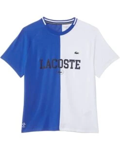 Lacoste Kids Short Sleeve Crew Neck Color Blocked Large Writing Tee Shirt (Little Kid/Toddler/Big Kid) | Shirts & Tops