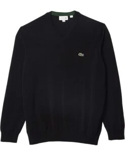 Lacoste Long Sleeve Solid V-Neck Sweater | Sweaters
