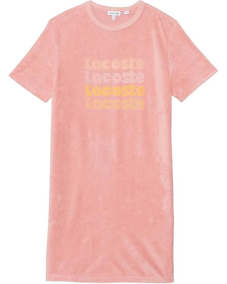 Lacoste Kids Short Sleeve Crew Neck Gradient Lacoste Writing Tee Shirt Dress (Little Kid/Toddler/Big Kid) | Dresses - Image 2