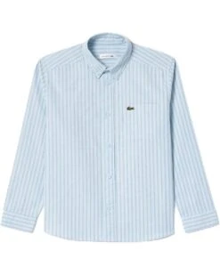 Lacoste Kids Long Sleeve Two Toned Oxford Collared Button Down Shirt (Little Kid/Big Kid) | Shirts & Tops