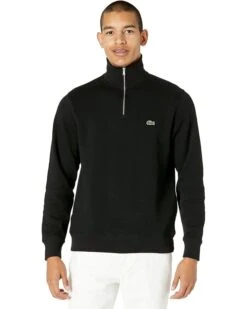 Lacoste Long Sleeve Solid 1/4 Zip Interlock Ribbed Sweatshirt | Hoodies & Sweatshirts