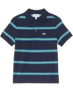 Lacoste Kids Short Sleeve Striped Childrens Polo Shirt (Little Kid/Toddler/Big Kid) | Shirts & Tops