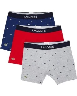 Lacoste Boxer Briefs 3-Pack Casual Lifestyle All Over Print Croc | Underwear