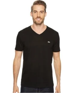 Lacoste Short Sleeve V-Neck Pima Jersey Tee | Shirts & Tops
