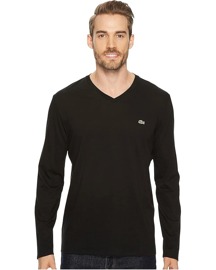 Lacoste Long Sleeve Pima Jersey V-Neck T-Shirt | Shirts & Tops